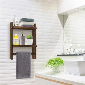 img 2 attached to 🛁 Bathroom Towel Rack Shelf with Hand Towel Holder: Space-Saving Wall Shelves for Organized Bathroom Storage