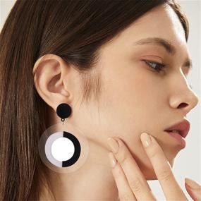 img 2 attached to 💃 WUWEIJIAJIA Transparent Hollow Circle Acrylic Drop Earrings: Lightweight & Stylish Statement Jewelry for Women and Girls