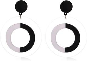 img 4 attached to 💃 WUWEIJIAJIA Transparent Hollow Circle Acrylic Drop Earrings: Lightweight & Stylish Statement Jewelry for Women and Girls