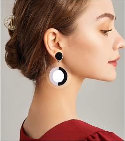 img 1 attached to 💃 WUWEIJIAJIA Transparent Hollow Circle Acrylic Drop Earrings: Lightweight & Stylish Statement Jewelry for Women and Girls