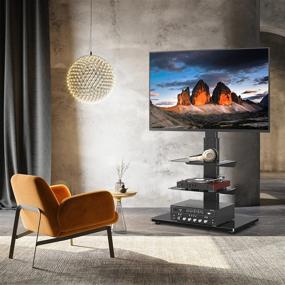 img 3 attached to 5Rcom Tall Swivel Floor TV Stand: Adjustable Height, 3 Shelves, Mount for 32-65 inch TVs - Black