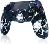 🎮 black ghost style wireless controller for ps4 - high performance double vibration, compatible with playstation 4/pro/slim/pc, sensitive touch pad, audio function, mini led indicator логотип