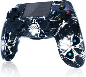 img 4 attached to 🎮 Black Ghost Style Wireless Controller for PS4 - High Performance Double Vibration, Compatible with Playstation 4/Pro/Slim/PC, Sensitive Touch Pad, Audio Function, Mini LED Indicator