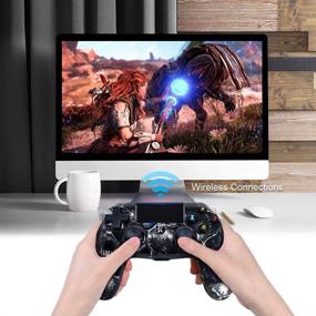 img 3 attached to 🎮 Black Ghost Style Wireless Controller for PS4 - High Performance Double Vibration, Compatible with Playstation 4/Pro/Slim/PC, Sensitive Touch Pad, Audio Function, Mini LED Indicator