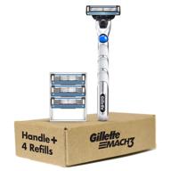 gillette mach3 3d men's razor holder with 4 blade refills logo