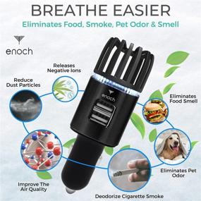 img 3 attached to 🚗 Enoch Car Air Purifier with USB Car Charger 2-Port: Eliminates Odors, Dust, Smoke, Pet & Food Odors. Ionic Ozone Technology for Fresh & Clean Air. Color: Black