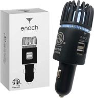 🚗 enoch car air purifier with usb car charger 2-port: eliminates odors, dust, smoke, pet & food odors. ionic ozone technology for fresh & clean air. color: black logo
