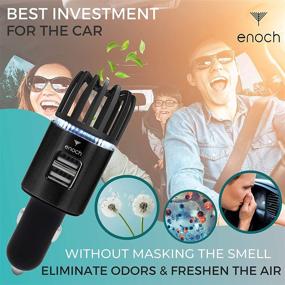 img 1 attached to 🚗 Enoch Car Air Purifier with USB Car Charger 2-Port: Eliminates Odors, Dust, Smoke, Pet & Food Odors. Ionic Ozone Technology for Fresh & Clean Air. Color: Black