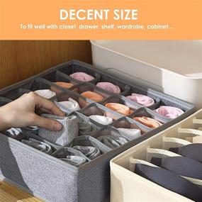 img 1 attached to 🗄️ 64 Cell Drawer Organizers, Set of 3 Pack Sock and Underwear Organizer Dividers: Fabric Foldable Cabinet Closet Organizers and Storage Boxes for Socks, Underwear, Ties (16+24+24 Cell, Gray)