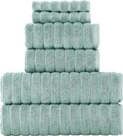 🛀 classic turkish towels - 6 piece luxury bath towels set - 100% cotton, quick dry, soft and super absorbent - spa green logo