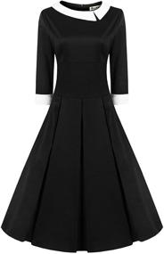 img 3 attached to 👗 REORIA Women's Vintage Rockabilly Dress: 50s Style Pinup with 3/4 Sleeves (Premium Quality)