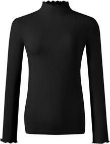 img 4 attached to 👚 Ultimate Comfort and Style: Ribbed Turtleneck Sleeve Undershirt Lettuce Women's Clothing for Lingerie, Sleep & Lounge