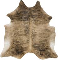 🐄 tomtom cowhides brindle medium cowhide rug: 100% natural leather rugs, 7' x 6' - rich brindle pattern logo