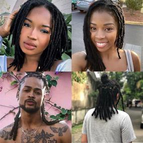 img 2 attached to 🖤 Jet Black Handmade Dreadlock Extensions: 30 Strands 12'' Real Human Hair for Men/Women - Can Be Dyed, Curled, and Bleached (Natural Black, 12 INCH)