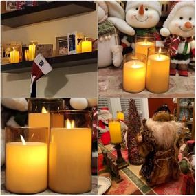 img 1 attached to 🕯️ Flickering Flameless Candles Battery Operated with Remote - Pack of 3 Large Pillar Candles in Dark Brown - Timer & LED Lights