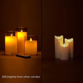 img 2 attached to 🕯️ Flickering Flameless Candles Battery Operated with Remote - Pack of 3 Large Pillar Candles in Dark Brown - Timer & LED Lights