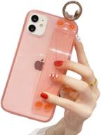 aulzaju iphone 12 pro max case for girls women - clear glitter soft tpu bumper with wrist strap, kickstand, and loopy ring - cute fashion protective phone case (6.7 inch, pink) logo