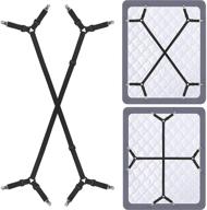adjustable crisscross bed sheet holder straps - elastic band fitted fasten suspenders grippers, 2pcs/set in black by siaomo logo