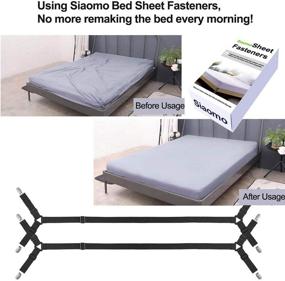 img 3 attached to Adjustable Crisscross Bed Sheet Holder Straps - Elastic Band Fitted Fasten Suspenders Grippers, 2Pcs/Set in Black by Siaomo