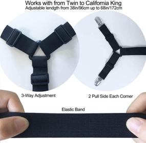 img 1 attached to Adjustable Crisscross Bed Sheet Holder Straps - Elastic Band Fitted Fasten Suspenders Grippers, 2Pcs/Set in Black by Siaomo