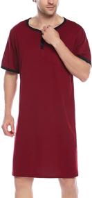 img 2 attached to 🌙 Nightshirt Sleepwear for Men - Sykooria Sleeve Sleepshirt in Lounge & Sleep Clothing