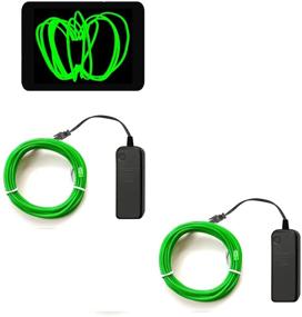 img 4 attached to 🎃 Vibrant Green EL Wire - 2 Pack 9.8ft/3M Neon Glow Rope Light with Battery Pack for Parties & Halloween Decoration