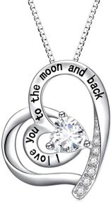 img 4 attached to FLYOW Sterling Silver CZ Pendant - I Love You More Heart Necklace for Women Girls. Best Valentine's Mothers Day Jewelry Gifts