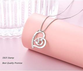 img 1 attached to FLYOW Sterling Silver CZ Pendant - I Love You More Heart Necklace for Women Girls. Best Valentine's Mothers Day Jewelry Gifts