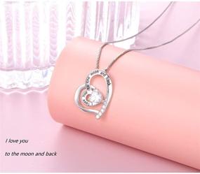 img 2 attached to FLYOW Sterling Silver CZ Pendant - I Love You More Heart Necklace for Women Girls. Best Valentine's Mothers Day Jewelry Gifts