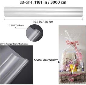 img 1 attached to 🎁 STOBOK Clear Cellophane Wrap Roll - 16 in. x 100 ft. Cellophane Gift Wrapping Paper for Gifts, Flowers, Baskets, Crafts, and Parties