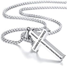 img 3 attached to 🙏 Stylish Stainless Steel Rehoboth Cross Pendant Necklace: Philippians 4:13 Bible Verse, 24 Inch Chain for All Genders