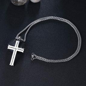 img 1 attached to 🙏 Stylish Stainless Steel Rehoboth Cross Pendant Necklace: Philippians 4:13 Bible Verse, 24 Inch Chain for All Genders