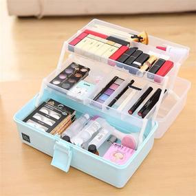 img 2 attached to Versatile 3-Layer Plastic Portable Storage Box: Art, Craft, Cosmetic Organizer for Home, School, Office