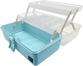 img 4 attached to Универсальный пластиковый портативный контейнер для хранения на трех уровнях: органайзер для искусства, ремесел и косметики для дома, школы, офиса.