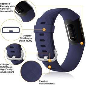 img 2 attached to 🎽 Maledan Водонепроницаемые спортивные ремешки для замены на Fitbit Charge 3/Charge 4 - 3 штуки, черный/серый/синий - совместимы для женщин и мужчин, большой размер (также подходит для Charge 3 SE)