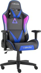 img 4 attached to Hbada Gaming Chair: Ergonomic Carbon Fiber Leather and Lumbar Support, Heavy Duty Swivel Chair for Adults, Purple and Blue Design