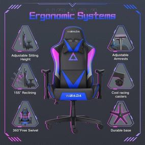 img 1 attached to Hbada Gaming Chair: Ergonomic Carbon Fiber Leather and Lumbar Support, Heavy Duty Swivel Chair for Adults, Purple and Blue Design