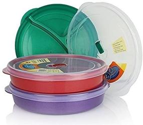 img 3 attached to 3-Pack Chef's 1st Choice Microwave Food Storage Trays - Divided Plates with Lid and Vented Compartments