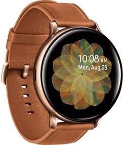 img 3 attached to 🌙 Оригинальные часы Samsung Galaxy Watch Active2 с улучшенным анализом отслеживания сна, автоматическим отслеживанием тренировок и индивидуальным тренировочным планом, корпус из нержавеющей стали и кожаный ремешок - международная модель (золотистые, 44мм) Non-LTE