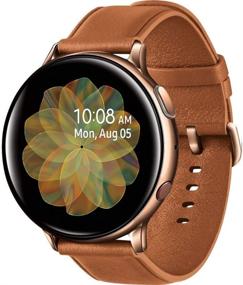 img 2 attached to 🌙 Оригинальные часы Samsung Galaxy Watch Active2 с улучшенным анализом отслеживания сна, автоматическим отслеживанием тренировок и индивидуальным тренировочным планом, корпус из нержавеющей стали и кожаный ремешок - международная модель (золотистые, 44мм) Non-LTE