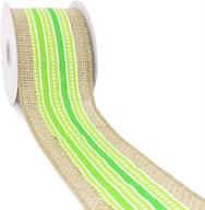 ct craft llc lime green stripe burlap lace ribbon for home decor, gift wrapping, diy crafts - 2.5” x 5 yards x 1 roll logo