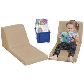 img 2 attached to 🪑 SoftZone Chaise Lounge Soft Foam Lounger for Kids: Sand - 2-Piece Set, Perfect for Comfort and Relaxation