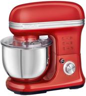 🧁 coklai stand mixer, 6 speed 5.5-qt dough mixer with metal lid and stainless steel bowl, tilt-head electric kitchen mixer with wire whisk, dough hook, flat beater &amp; splash guard, red food mixer for baking логотип