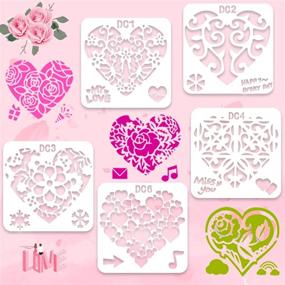 img 3 attached to 🌸 11 шт Flower Love Heart Шаблоны для рукоделия, открыток, скрапбукинга, свадеб Валентина - Пластиковые многоразовые шаблоны для детей, подростков - Рисование, рисование, DIY художественные проекты - День святого Валентина ремесленные принадлежности