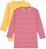 👗 stylish and comfortable: kid nation girls yarn dyed stripe long sleeve dress with side pockets (4-12 years) logo