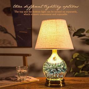 img 2 attached to 🔮 Modern Table Lamp with Handmade 3D Effect Glass Base - Desk Lamp, includes E26 LED Bulb - Ideal for Bedroom, Bedside, Living Room, Office - Unique Lampshade Design