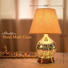 img 3 attached to 🔮 Modern Table Lamp with Handmade 3D Effect Glass Base - Desk Lamp, includes E26 LED Bulb - Ideal for Bedroom, Bedside, Living Room, Office - Unique Lampshade Design