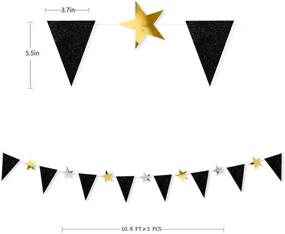 img 3 attached to 🎉 Premium Double-Sided Glitter Metallic Paper Pennant Bunting - 30 Ft Black Gold Silver Party Decorations Triangle Flag Star Banner for Unforgettable Anniversary, Birthday, Wedding, Shower, Engagement, Graduation Parties