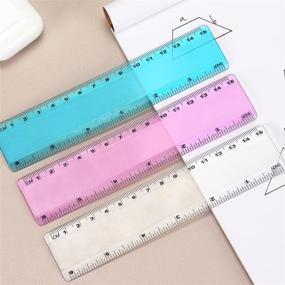 img 1 attached to 📏 6 Inch Color Plastic Straight Ruler Set - Assorted Colors - Measuring Tools - 3 Pack Bulk Rulers