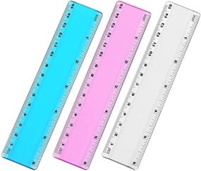 img 4 attached to 📏 6 Inch Color Plastic Straight Ruler Set - Assorted Colors - Measuring Tools - 3 Pack Bulk Rulers